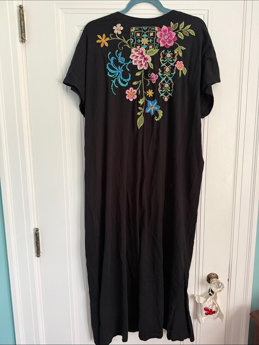 Johnny Was Black Maxi Dress with Multicolor Floral Embroidery - Picture 11 of 12